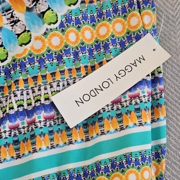 Maggy London Sleeveless Dress Size 12 Multicolor Floral Mandala Knee Length - Picture 3 of 10
